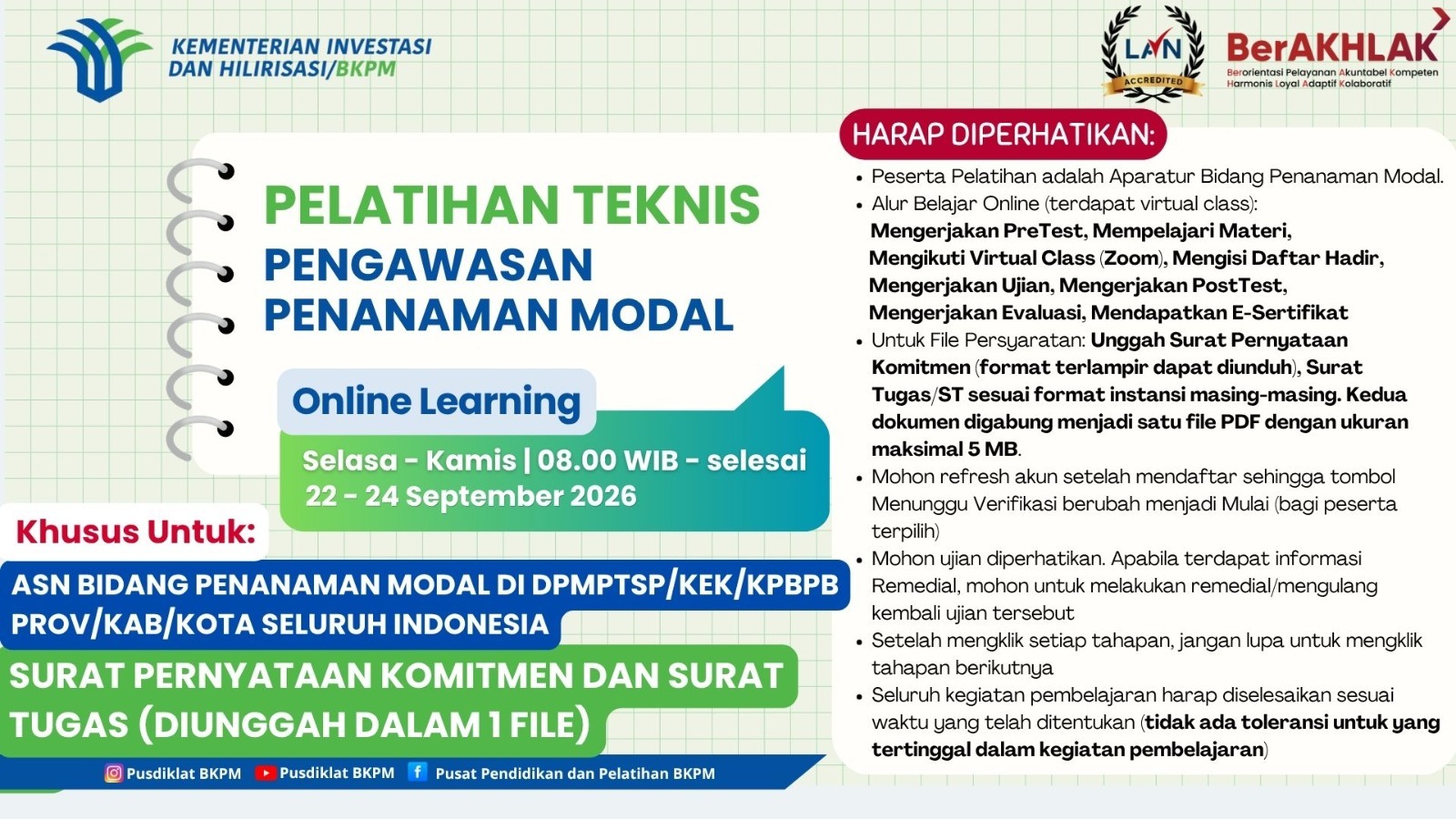 Pelatihan Teknis Pengawasan Penanaman Modal - Angkatan III