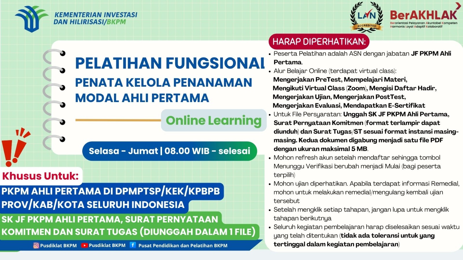 Pelatihan Fungsional Penata Kelola Penanaman Modal Ahli Pertama - Angkatan I