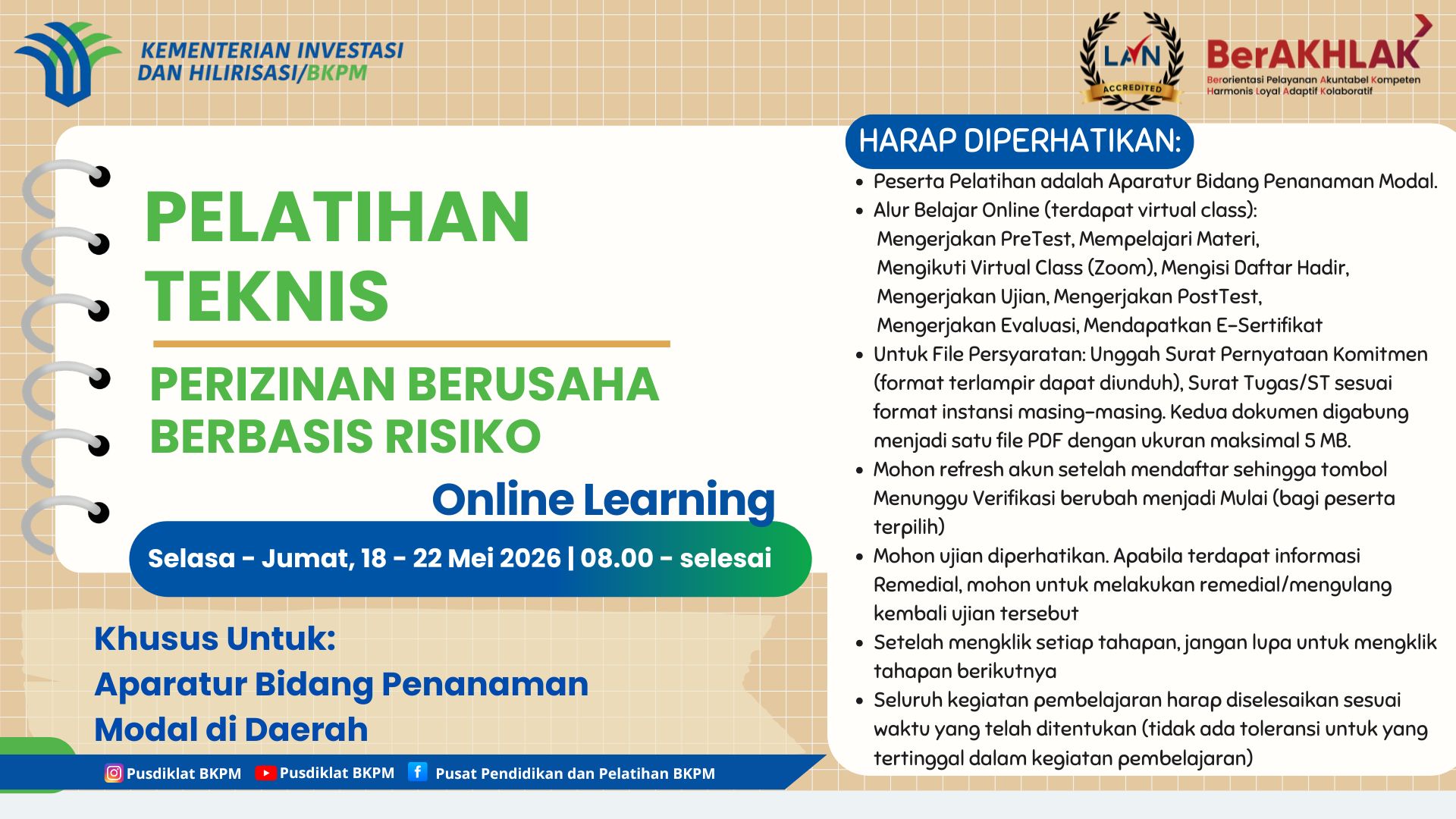 Pelatihan Teknis Perizinan Berusaha Berbasis Risiko - Angkatan I