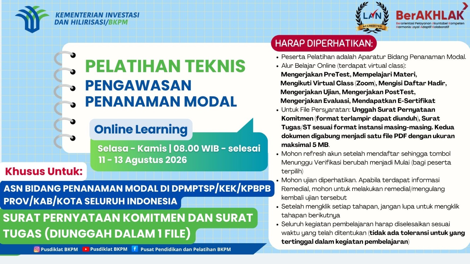 Pelatihan Teknis Pengawasan Penanaman Modal - Angkatan I