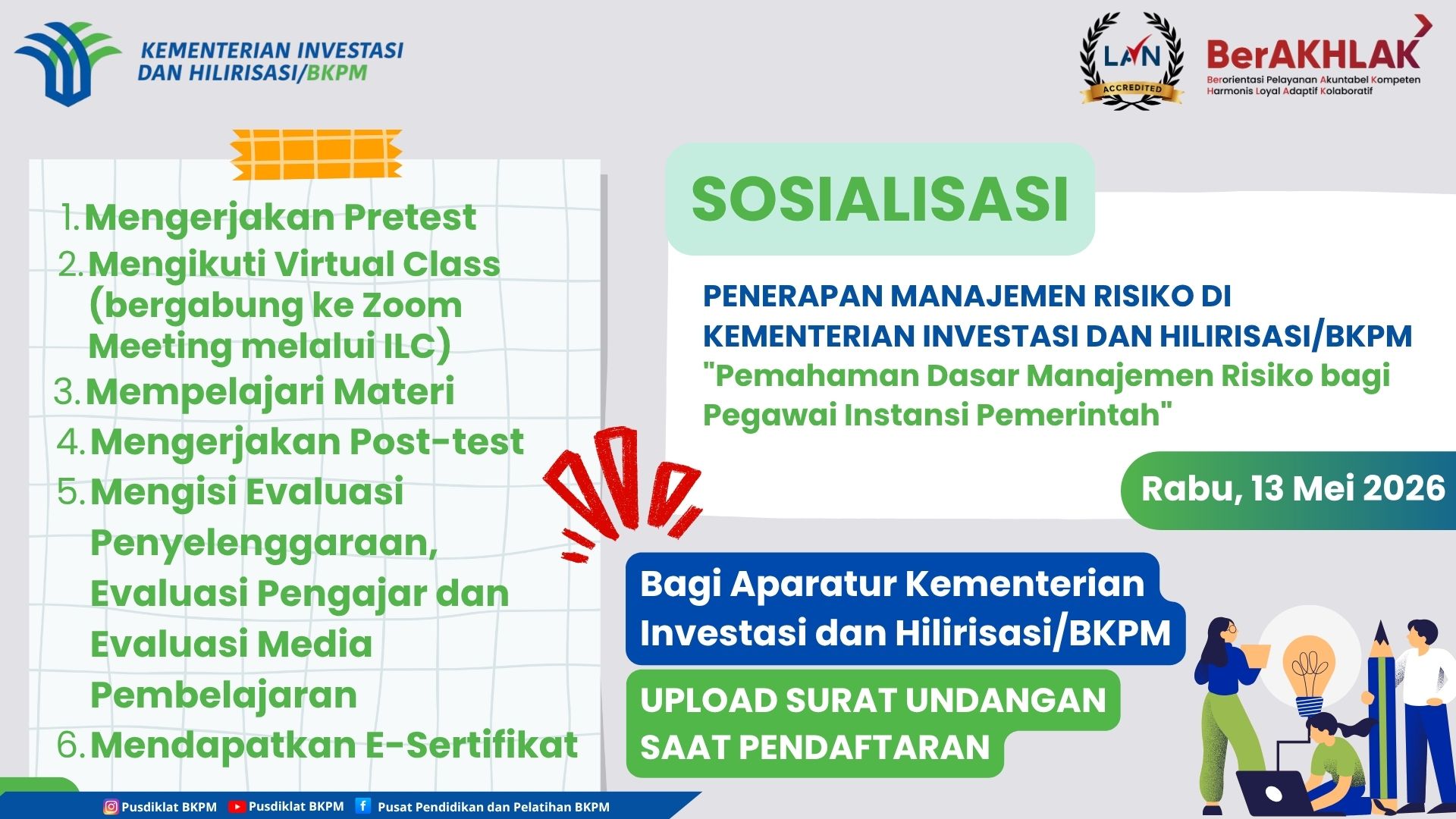 Sosialisasi Penerapan Manajemen Risiko di Kementerian Investasi dan Hilirisasi/BKPM dengan Tema: "Pemahaman Dasar Manajemen Risiko bagi Pegawai Instansi Pemerintah"