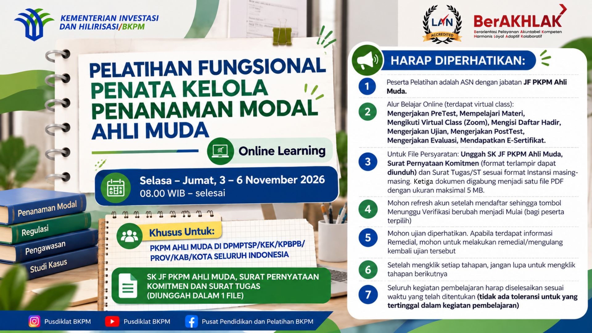Pelatihan Fungsional Penata Kelola Penanaman Modal Ahli Muda