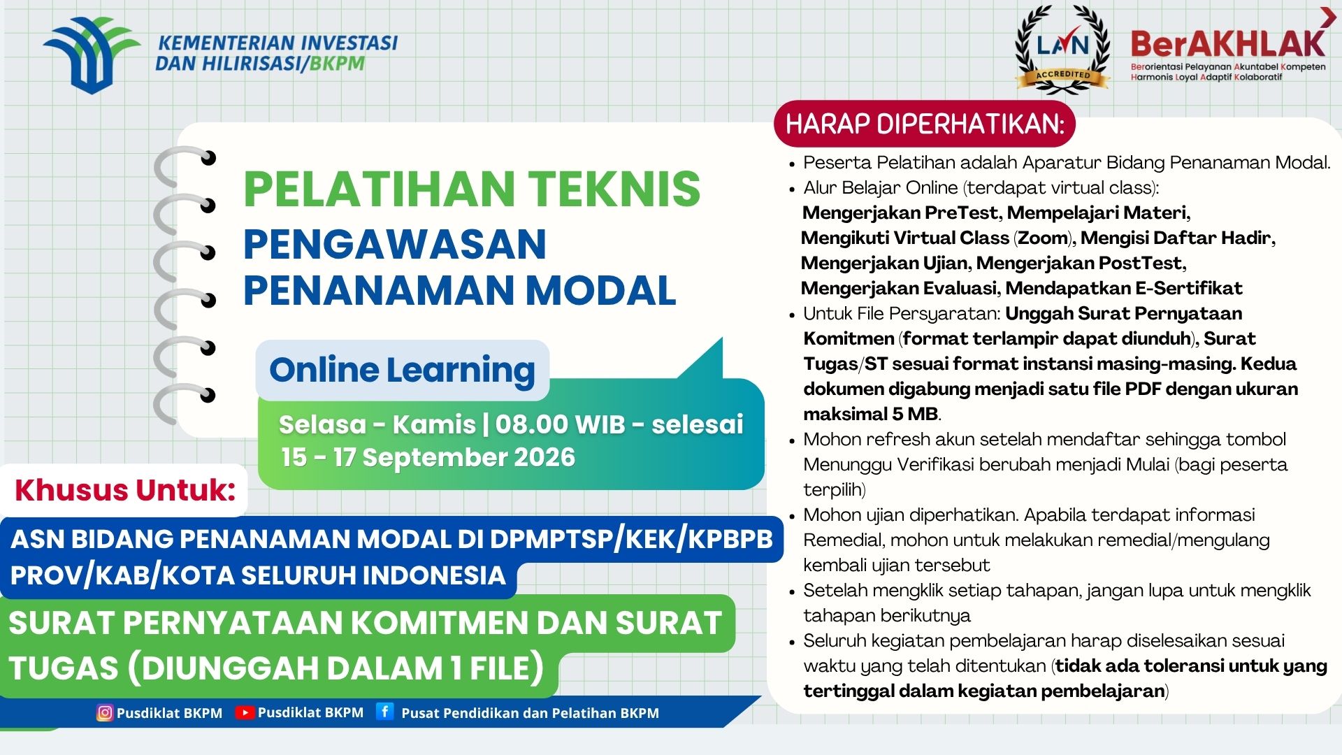 Pelatihan Teknis Pengawasan Penanaman Modal - Angkatan II